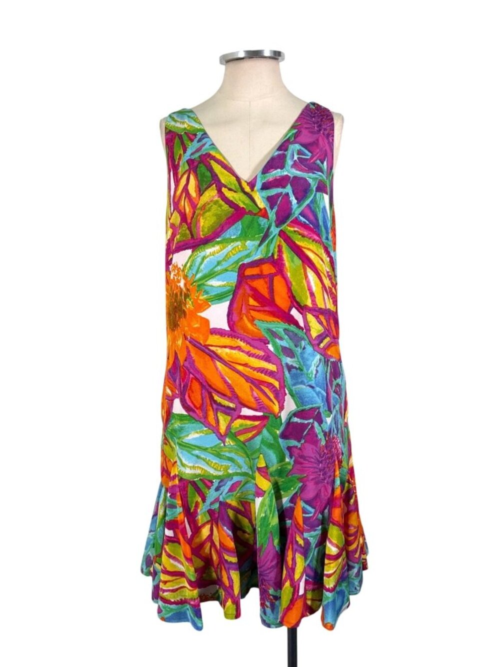 Lauren Ralph Lauren Multicolor Tropical Sleeveless Dress Size 10 Petite - Picture 2 of 11